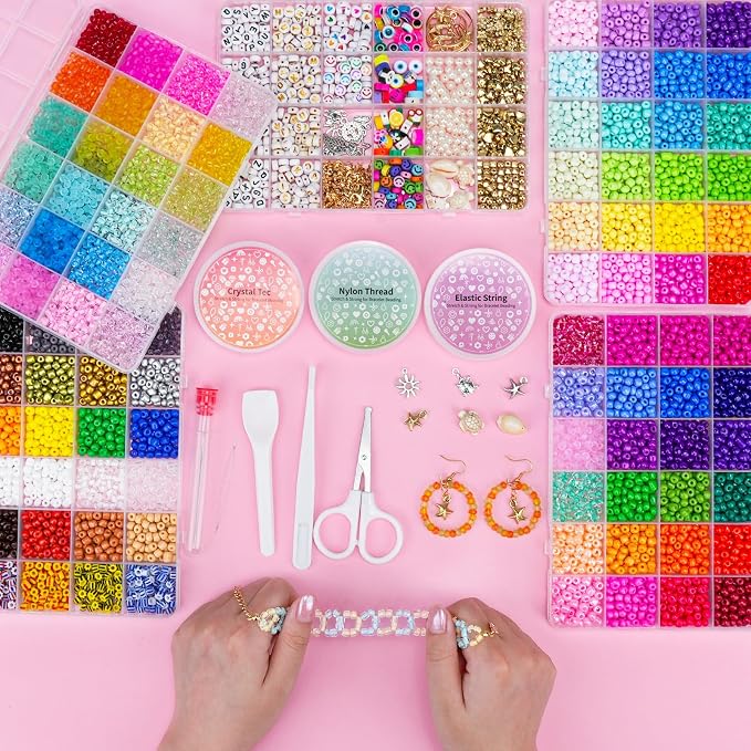 Friendship Bracelet Kit 3mm Seed Beads - Image 3