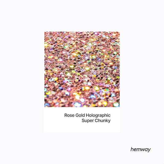 Hemway Glitter for Resin 100g Rose Gold Holographic Metallic Crystals for Epoxy Craft Super Chunky Flakes Tumblers Wax Melt