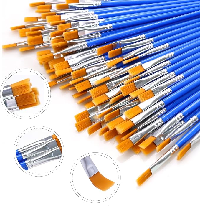 AROIC 180pcs Flat Paint Brushes Set, Small Brushes Bulk Nylon Hair - Image 3
