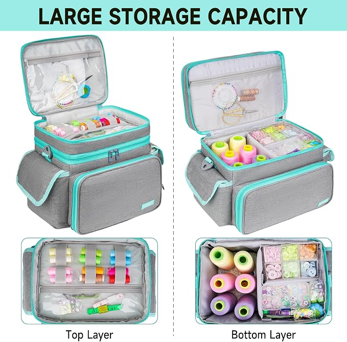 LEFOR·Z Small Sewing Supplies Organizer, Double-Layer Sewing Accessories - Image 3