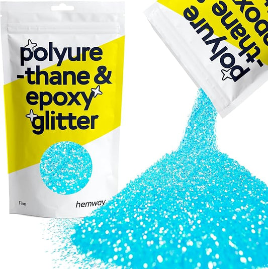 Hemway Polyurethane & Epoxy Resin Glitter 100g / 3.5oz Metallic Crystal Flake Additive for Flooring Jewelry Tumblers Glass Pigment - Fine (1/64" 0.015" 0.4mm) - Baby Blue Iridescent