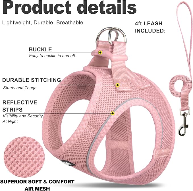 Fida Comfy Dog Harness with Leash, Soft Puppy Vest Escape Proof, Breathable - Image 2