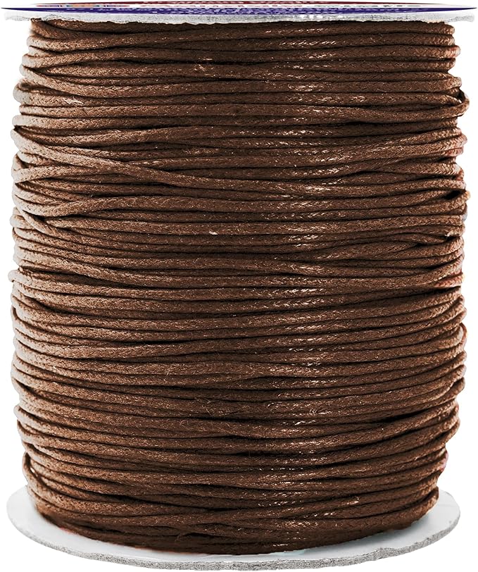 Mandala Crafts 1.5mm 109 Yards Chocolate Brown Cotton Waxed Cord for Jewelry Making Bracelet Cord Waxed String - Beading String Thread Jewelry Cords for Necklaces String