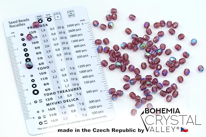 1.8 oz (50g, Approx. 600pcs) of Faceted Fire Polished Pressed Czech Glass Beads 4mm (0.16in), Amethyst AB Violet Purple 20060-28701 BCV
