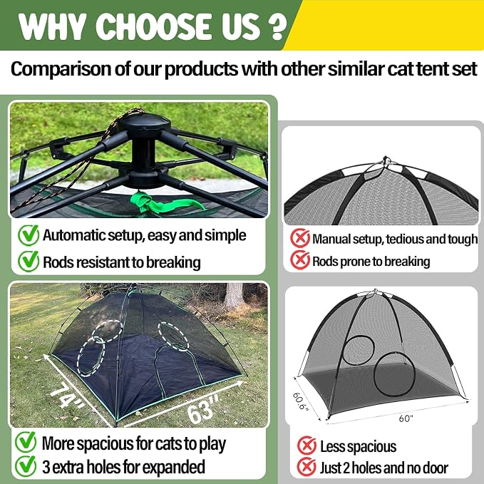 6-in-1 Cat Tents for Outside, Portable Outdoor Cat Enclosures for Indoor Cats - Image 5