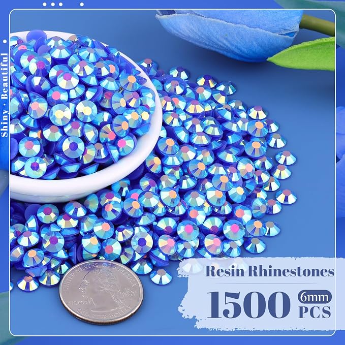 1500PCS 6mm Resin Jelly Rhinestones in Bulk, Bedazzling Flatback Crystals - Image 2