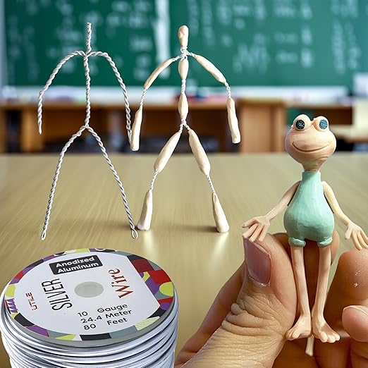 UTILE Armature Aluminum Wire 80 ft 10 Gauge 3.2 mm Anodized Craft Bendable Wire – Sculpting Metal Silver for Bonsai Trees, Clay, Crafts, Plants, Gardening, Beading and Jewelry Making (Silver)