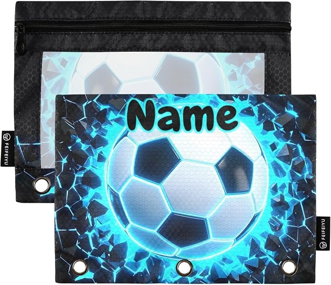 Custom 3D Soccer Football Blue Pencil Pouch by BOENLE-WELCOMEYOURCOMING