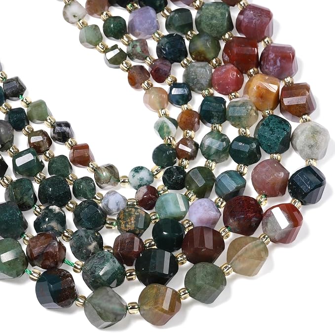 34pcs Natural Indian Agate Stone Beads by Yochus