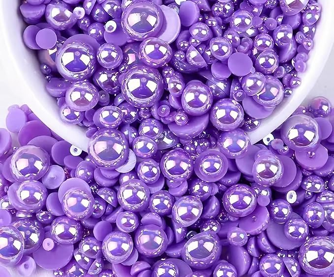 2000PCS AB Color Imitation Half Round Pearls Bead Loose Beads Gems, Mixed Sizes by UYTRDVG