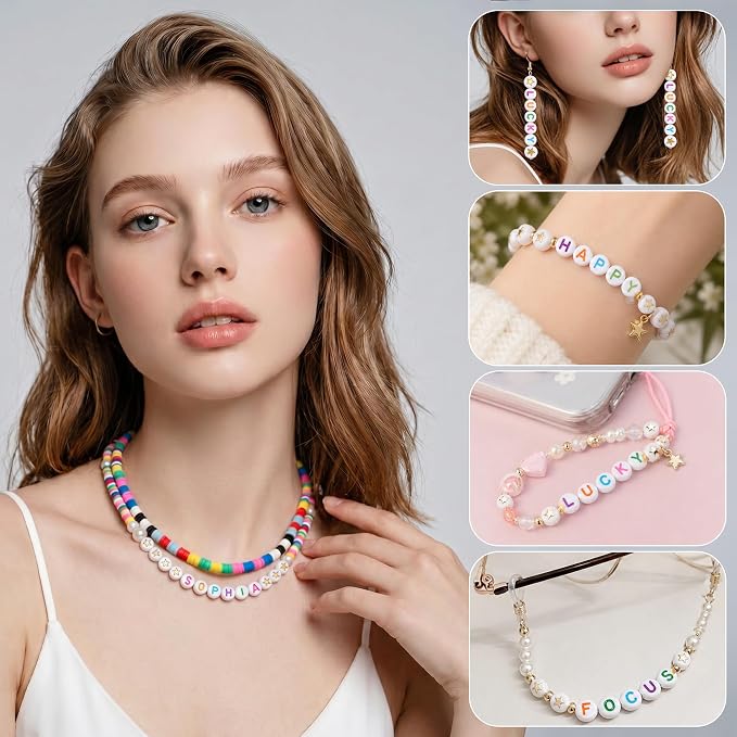 SUTOUG 1500PCS White Letter Beads and Star Beads - Image 6