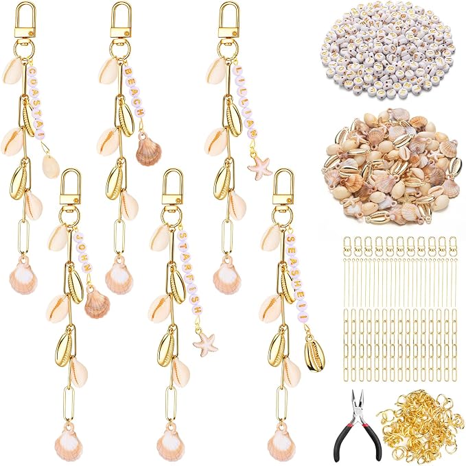 CraftyDream 558 Pcs Seashell Keychain Making Kit DIY Beach Charms Ocean Craft by CraftyDream