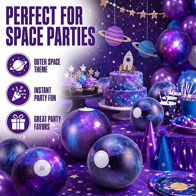 Realspring 12 Pack 8 Inch Galaxy Beach Balls – Space Themed Pool Toys - Image 6