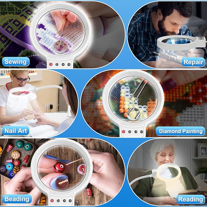 30X 10X Magnifying Glass with Light and Stand, 72 LED 3 Color Modes Stepless - Image 8