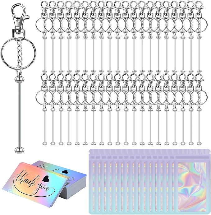 42/84/126 Pcs Beadable Keychain Bars Bulk Blank DIY Beaded Keychain Making by Unknown