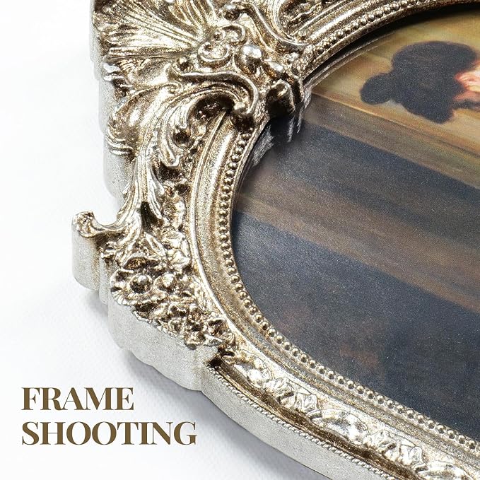 Cuspin Vintage Silver Picture Frame 5x7, Ornate Resin Arched Photo Frame - Image 5