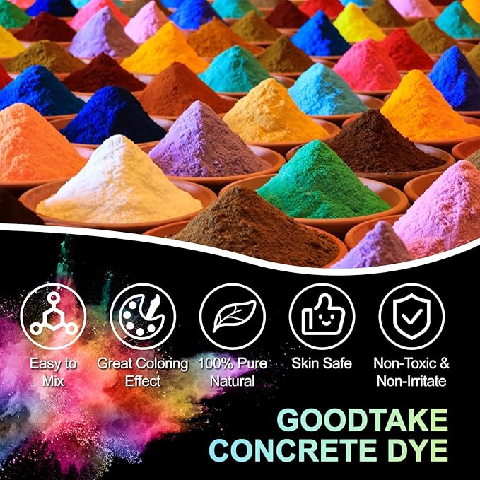 GOODTAKE Concrete Pigment, Yellow Iron Oxide Pigment Powder, Concrete Cement Dye Color Pigment for Pastel Tile Paint Concrete Cement Mortar Grout (Yellow, 4 oz)