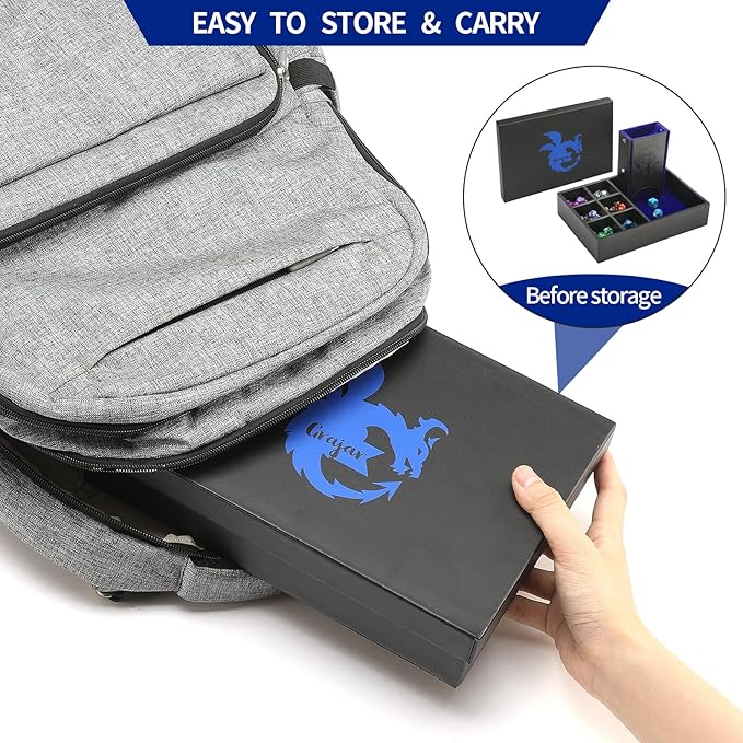 3 in 1 Dice Tray with Lid, Portable Dice Box Storage for DND, Dungeons and Dragons, D&D, MTG & RPG Games - Blue