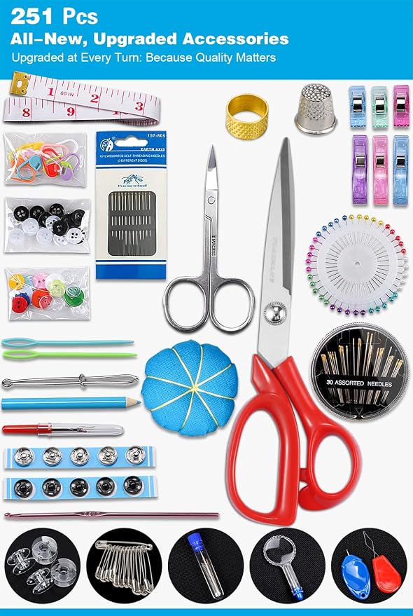Large Sewing Kit for Adults: YUANHANG Newly Upgraded 251 Pcs Premium Sewing - Image 5