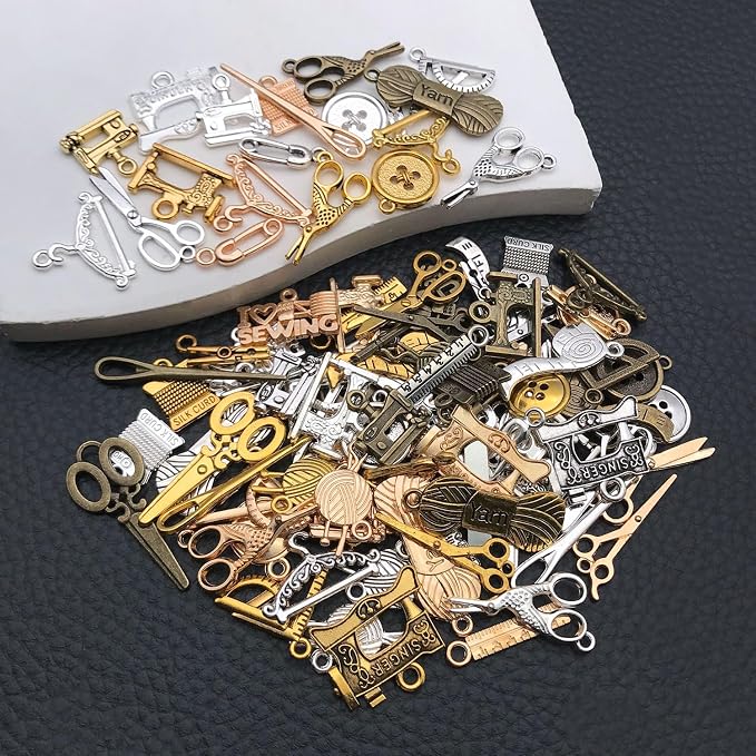 WOCRAFT 100pcs Sewings Charms for Jewelry Making Assorted Jewelry Bangle - Image 2