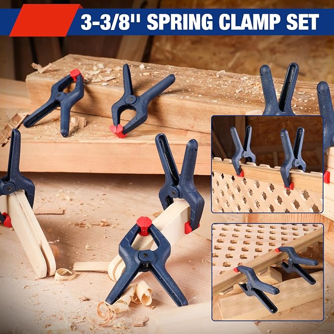 WORKPRO Spring Clamp Set 16-Piece 3-3/8" Adjustable Jaw Pads | Durable Nylon: - Image 4