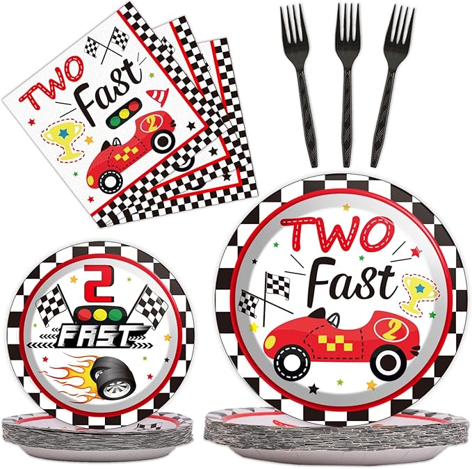 96pcs Two Fast Plates and Napkins Race Car Party Decorations Racing 2 fast by partygreeting