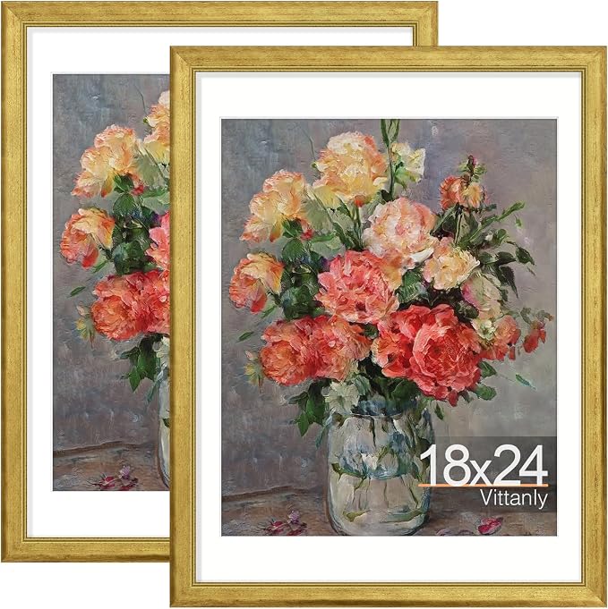 Vittanly 2-Pack 18x24 Poster Frames, Ornate Vintage Wall Mount Frames, Holds by Vittanly