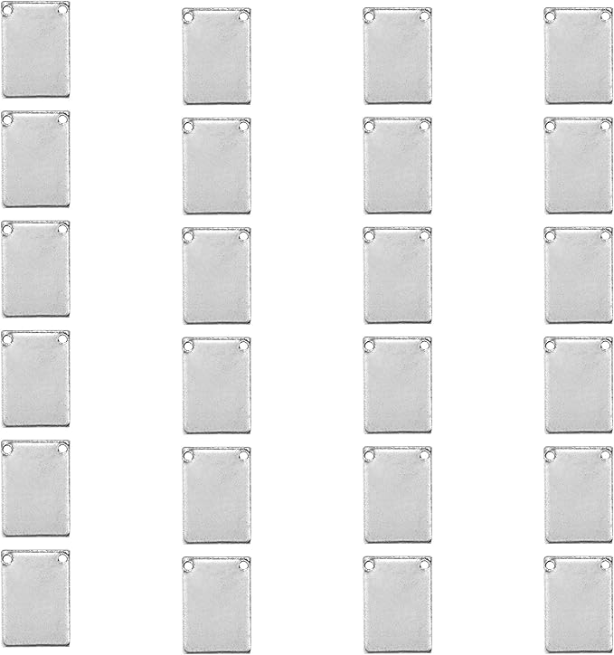 ImpressArt - Premium Metal Stamping Rectangle Blanks for Metal Stamping and Jewelry Making (24 Pack) (7/16" x 3/4" Rectangle w/ 2 Holes, Aluminum)