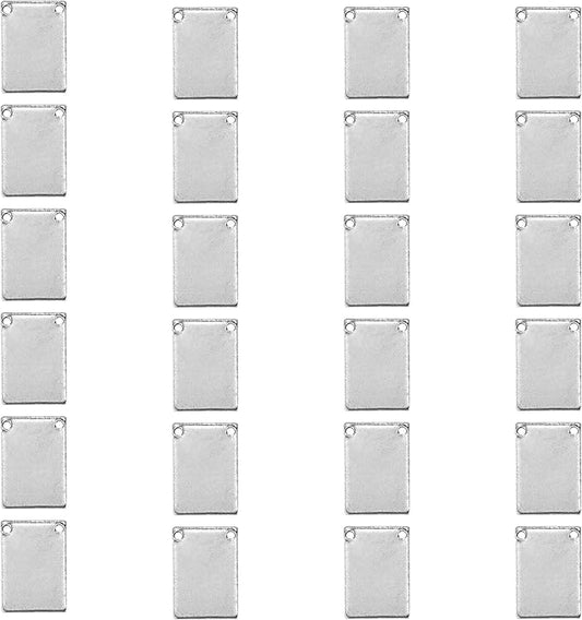 ImpressArt - Premium Metal Stamping Rectangle Blanks for Metal Stamping and Jewelry Making (24 Pack) (7/16" x 3/4" Rectangle w/ 2 Holes, Aluminum)
