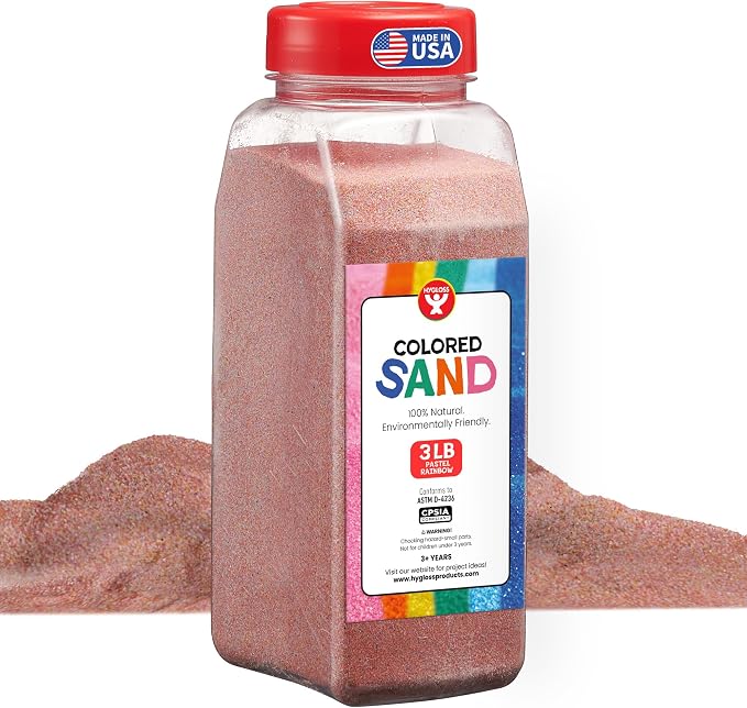 Hygloss Colored Sand for Crafts – 3 lb Bottle, Pastel Rainbow – Vibrant by HyglossProductsInc