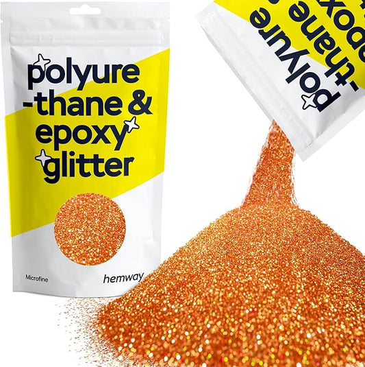 Hemway Polyurethane & Epoxy Resin Glitter 100g / 3.5oz Metallic Crystal Flake Additive for Flooring Jewelry Tumblers Glass Pigment - Microfine (1/256" 0.004" 0.1mm) - Copper Holographic