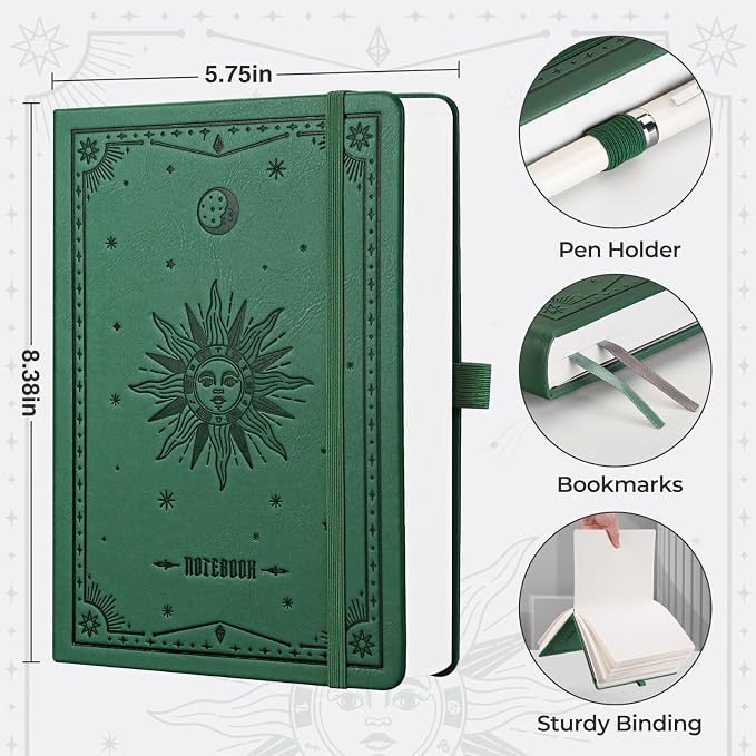 EMSHOI Blank Journal Notebook, 320 Pages, A5 Size | Leather Hardcover, 100 GSM - Image 2