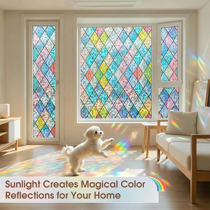 Coavas Window Privacy Film Stained Glass, Static Cling Window Stickers - Image 2