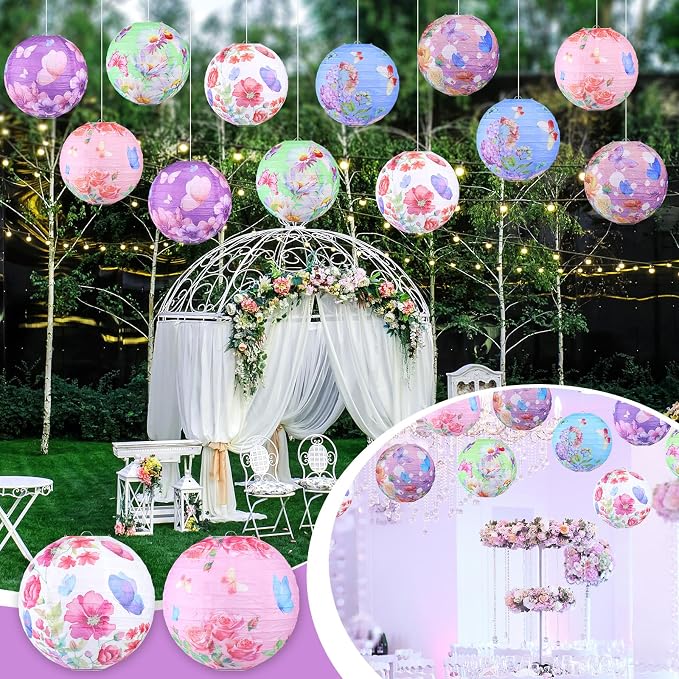 Panelee 12 Pcs Butterfly & Floral Theme Party Decorations Floral Hanging Paper - Image 5