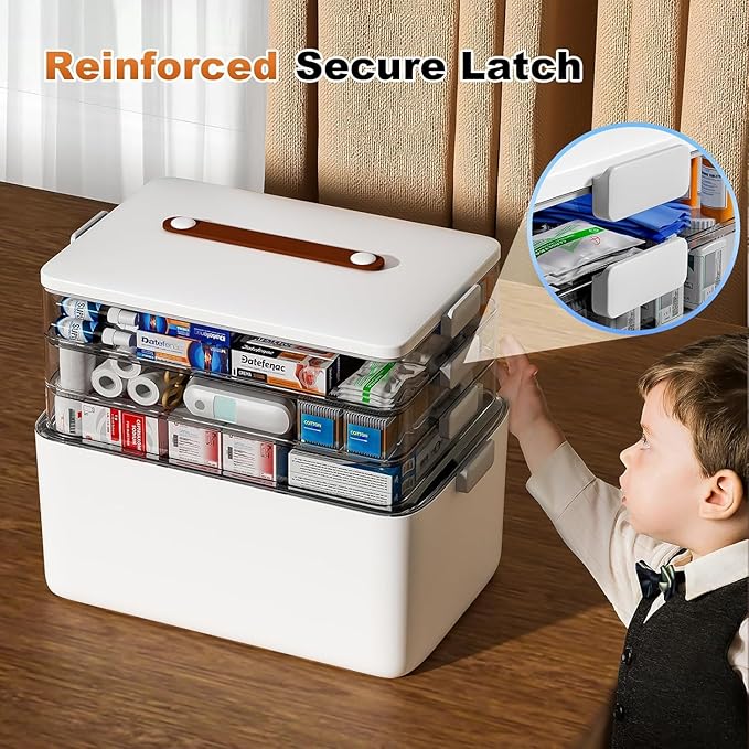 funest 4- Tier Medicine Storage Box Organizer Portable First Aid kit Box Sewing - Image 6