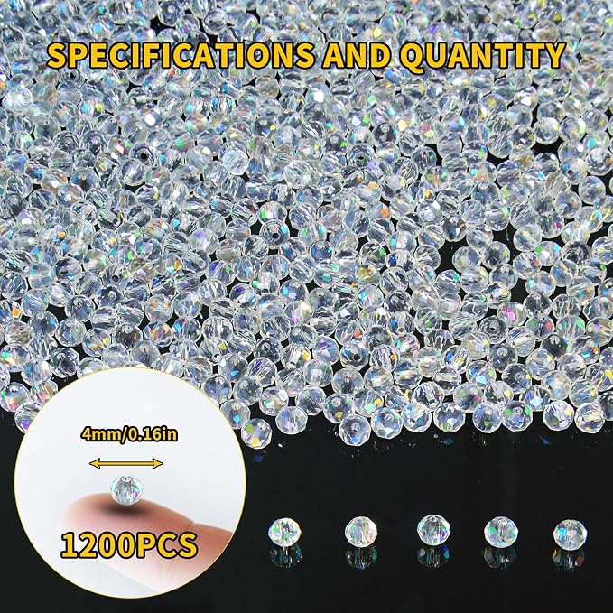 1200Pcs 4mm Crystal Glass Beads - Image 2