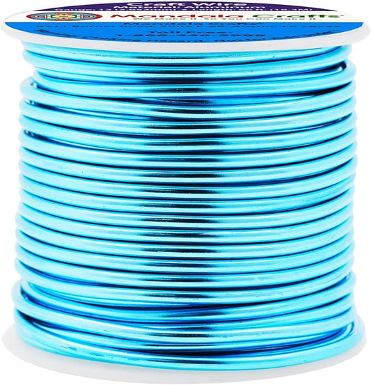 Mandala Crafts 12 Gauge Anodized Aluminum Craft Wire for Jewelry Making - 60 FT Colored Flexible Turquoise Wire - Bendable for Bonsai Armature Crafting Sculpting