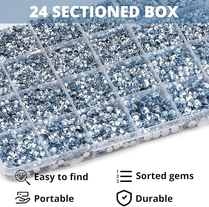 32000Pcs Baby Blue Rhinestones for Bedazzling, 6mm Flatback Bedazzler Kit Gems - Image 3