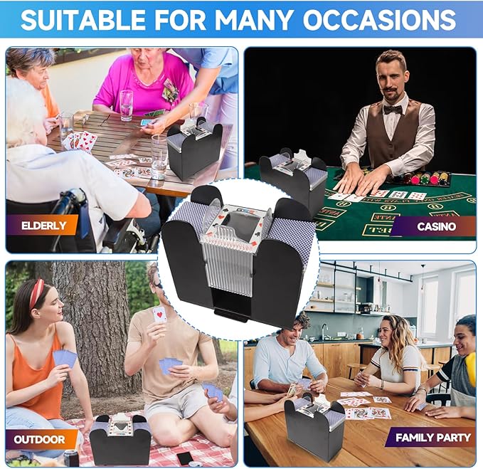 GSE Games & Sports Expert 6-Deck Automatic Card Shuffler, AC/DC-Power & Battery-Operated Shuffler Machines for Playing Cards, Blackjack, Texas Hold'em, Canasta, Bridge, UNO