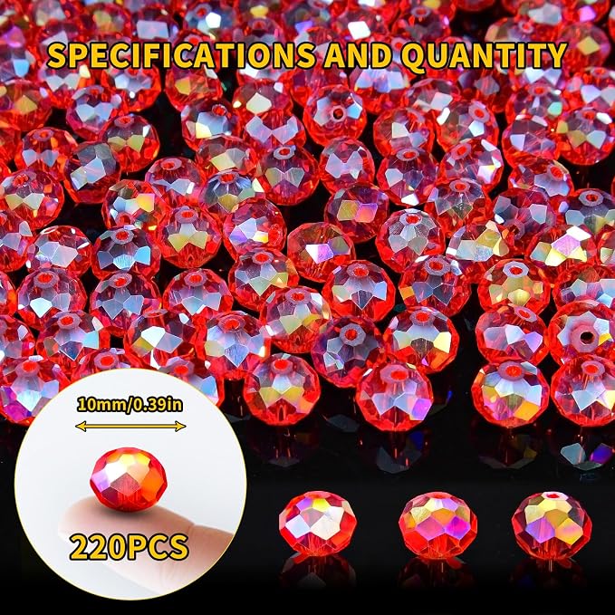 220Pcs 10mm Crystal Glass Beads - Image 2