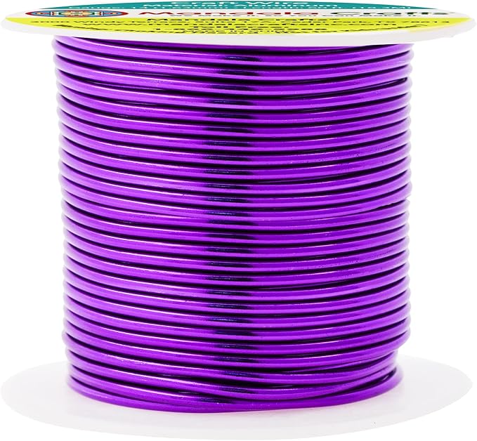 Mandala Crafts 14 Gauge Anodized Aluminum Craft Wire for Jewelry Making - 60 FT Colored Flexible Purple Wire - Bendable for Bonsai Armature Crafting Sculpting