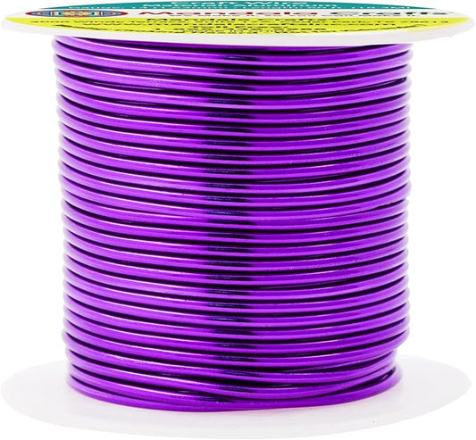 Mandala Crafts 14 Gauge Anodized Aluminum Craft Wire for Jewelry Making - 60 FT Colored Flexible Purple Wire - Bendable for Bonsai Armature Crafting Sculpting