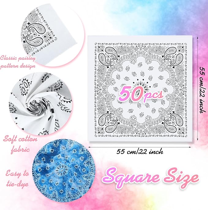 Bonuci 20/50/80/120 Pieces White Bandana Bulk - Image 2