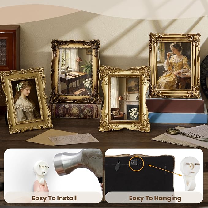 8 Pcs Vintage Picture Frames Set - Image 4