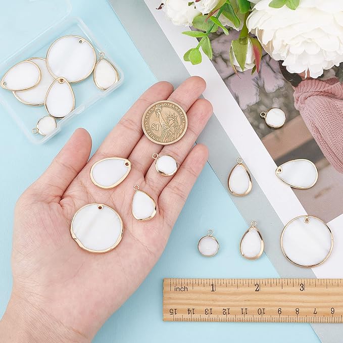 SUNNYCLUE 1 Box 16Pcs 4 Style Natural Shell Charms Freshwater Shell Teardrop - Image 3