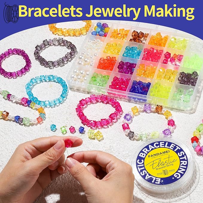 FANDAMEI 0.8mm Elastic Strings for Bracelets, Crystal Stretch Bead Cord for - Image 4