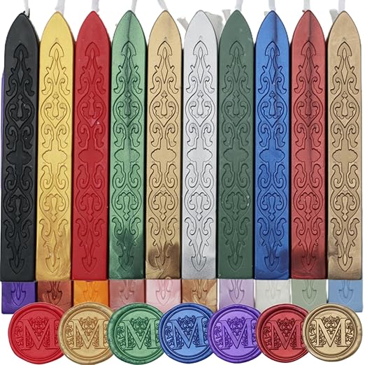 20Pcs Wax Sealing Sticks with Wicks, Assorted Colors Wax Seal Sticks Great for Letter Sealwax Stamp, Mixed Color Waxsealsticks, Wedding Invitations, Decoration (20)