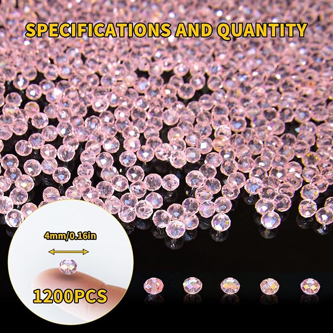 1200Pcs 4mm Crystal Glass Beads - Image 2