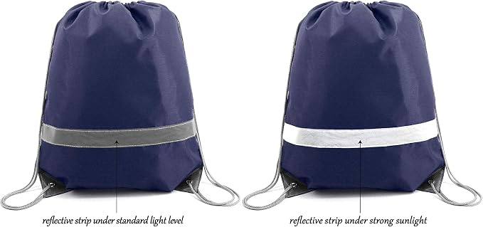 BeeGreen 20 Pieces Navy Blue Drawstring Backpack Bags Wholesale, Reflective - Image 5