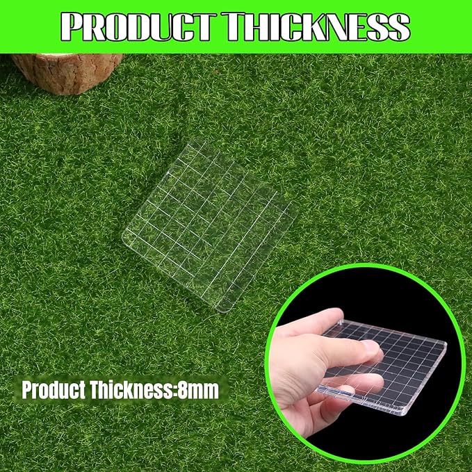 2Pcs Clear Stamp Blocks Set, 3 x 3 Inch Square Acrylic Blocks for Stamping With Grid Lines - Scrapbooking Crafts Tools